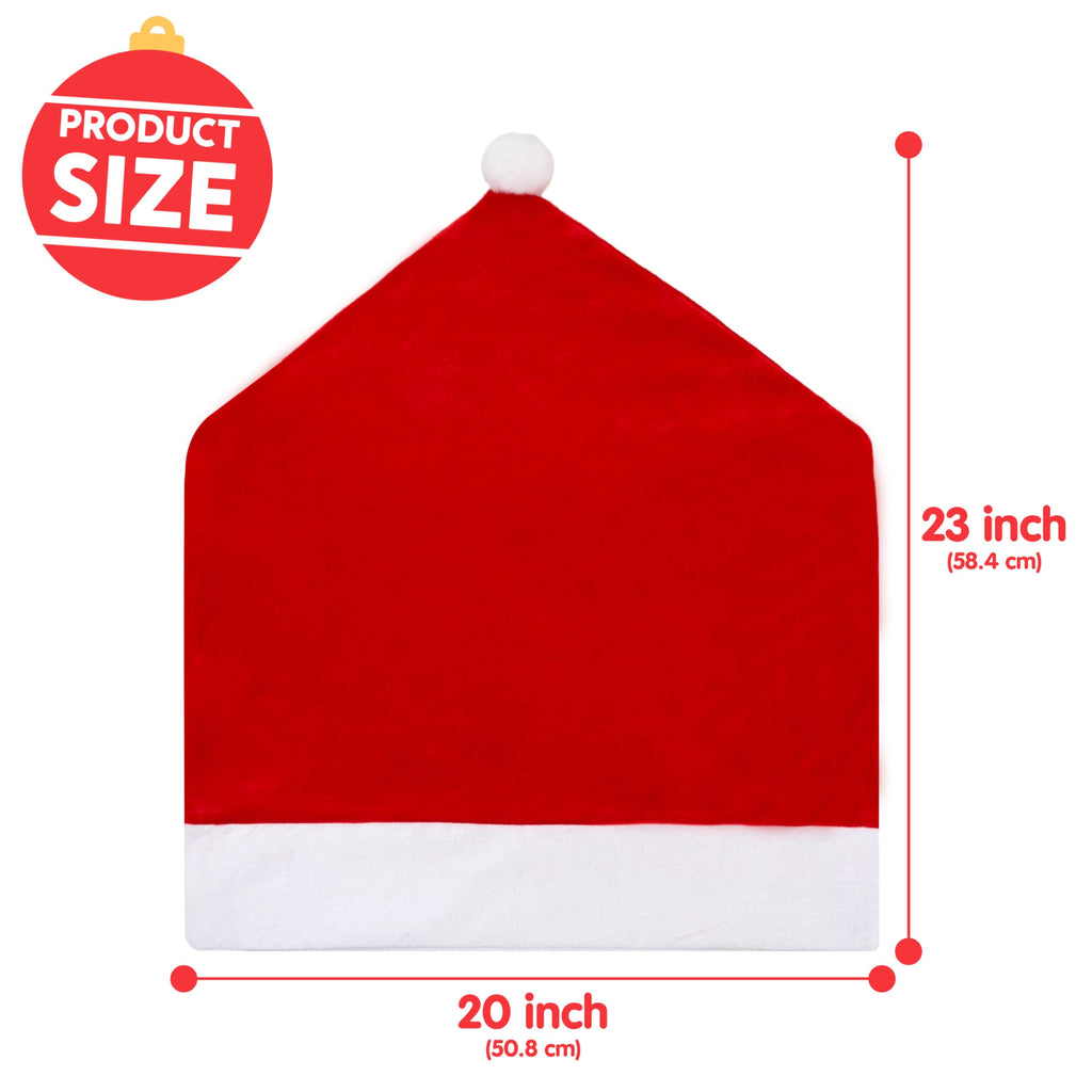 JOYIN 6 Pcs Christmas Chair Covers, Red Hat Chair Slipcovers, Santa Claus Chair Back Covers for Christmas Holiday Festival Decoration, Xmas Decorations Indoor Home Décor