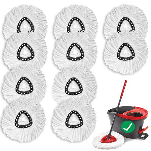 10 PCS Spin Mop Replacement Head,100% Microfiber Mop Heads Replacements Compatible with Cedar Easywring 1-Tank System, 360 Degree Round Spin Mop Replacement Head for Easy House Cleaning Floor Mopping