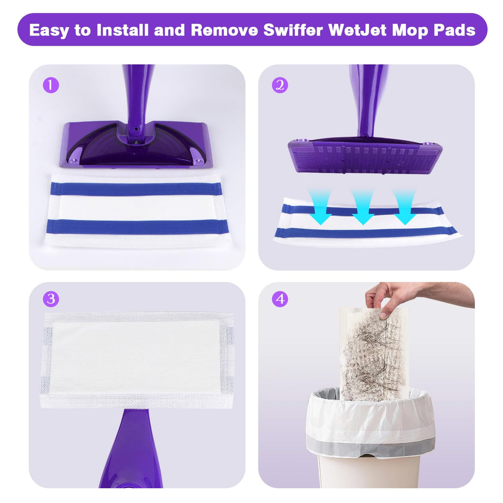 GLIMGLINT Mop Pad Refills Compatible with Swiffer Wet Jet, 4-Layer Thickened & Super Absorbent, WetJet Pads Refills, Cleaning Pads, Disposable Dry Floor Mop Pads, 64 Count