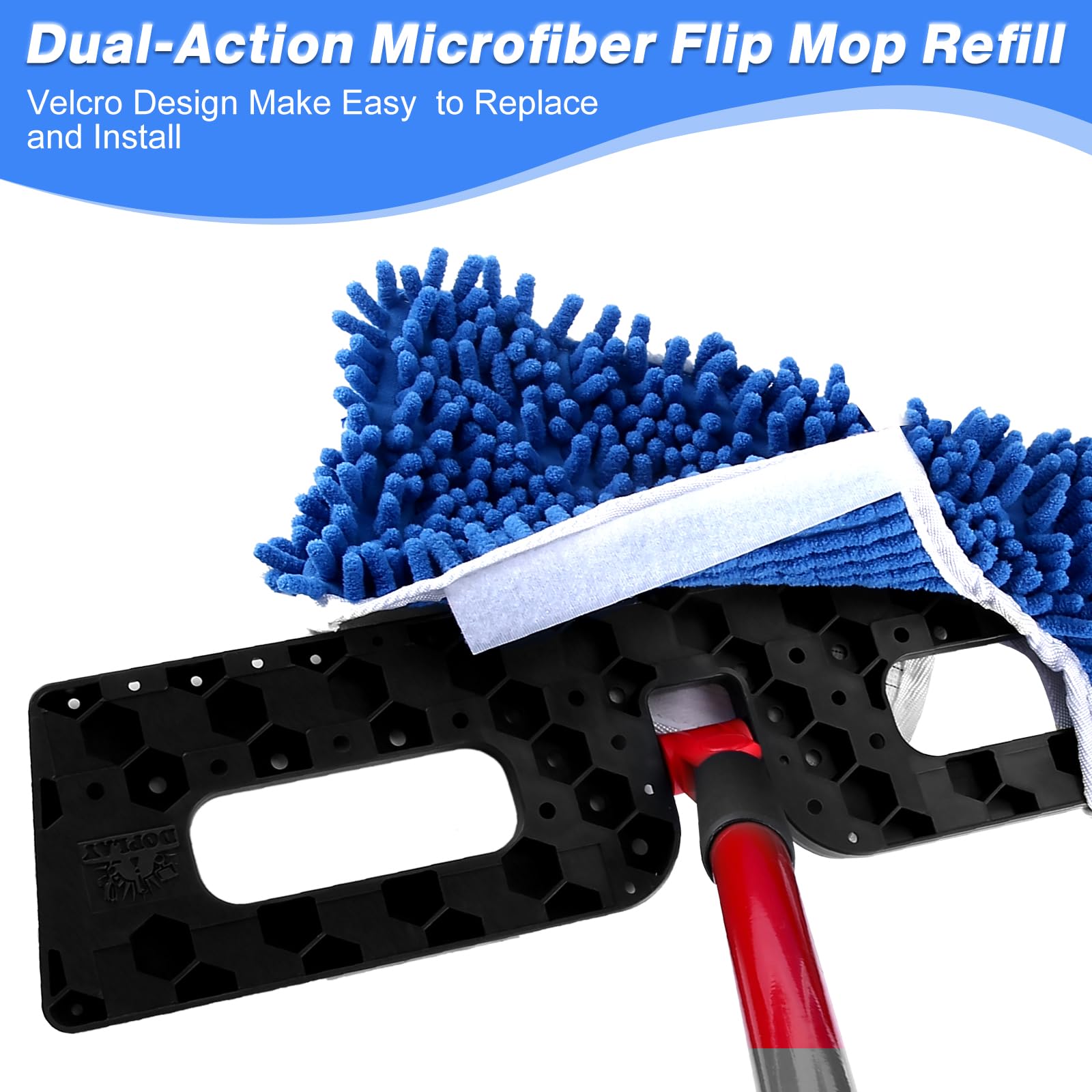 3 Pack Mop Heads Replacements Compatible with O-Cedar Dual-Action Flip Mop, Double-Sided Microfiber Chenille Mop Refills for Dry Wet Use, Washable Reusable Floor Cleaning Pads