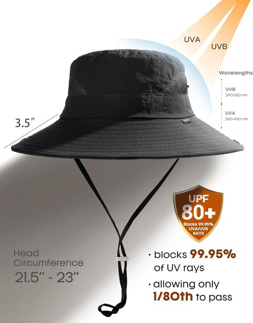 FURTALK Women's Sun Hat - Wide Brim Bucket Hat with Ponytail Hole | UPF 80+ Outdoor Protection