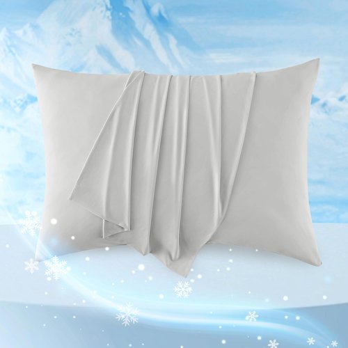 Bedsure Silver Grey Satin Pillowcases - Cooling Queen Size Set of 2 for Ultimate Comfort