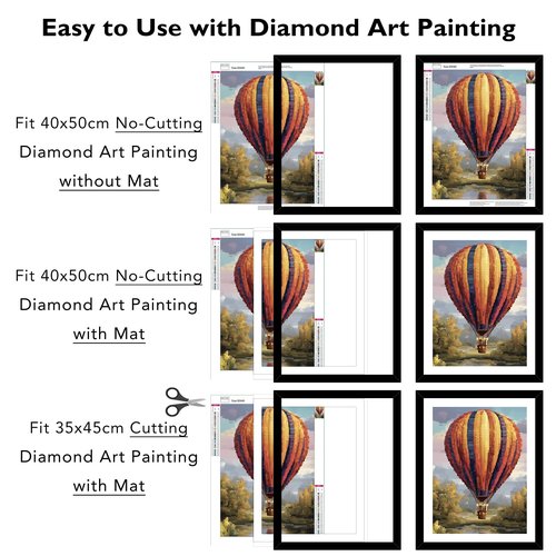 JCJMY 16x20 Picture Frame Black with 14x18 Mat for 40 x 50cm Diamond Art Painting, Display Photo 14x18 with Mat or 16 x 20 Without Mat, Wall Hanging Large Frame with Plexiglass, Black