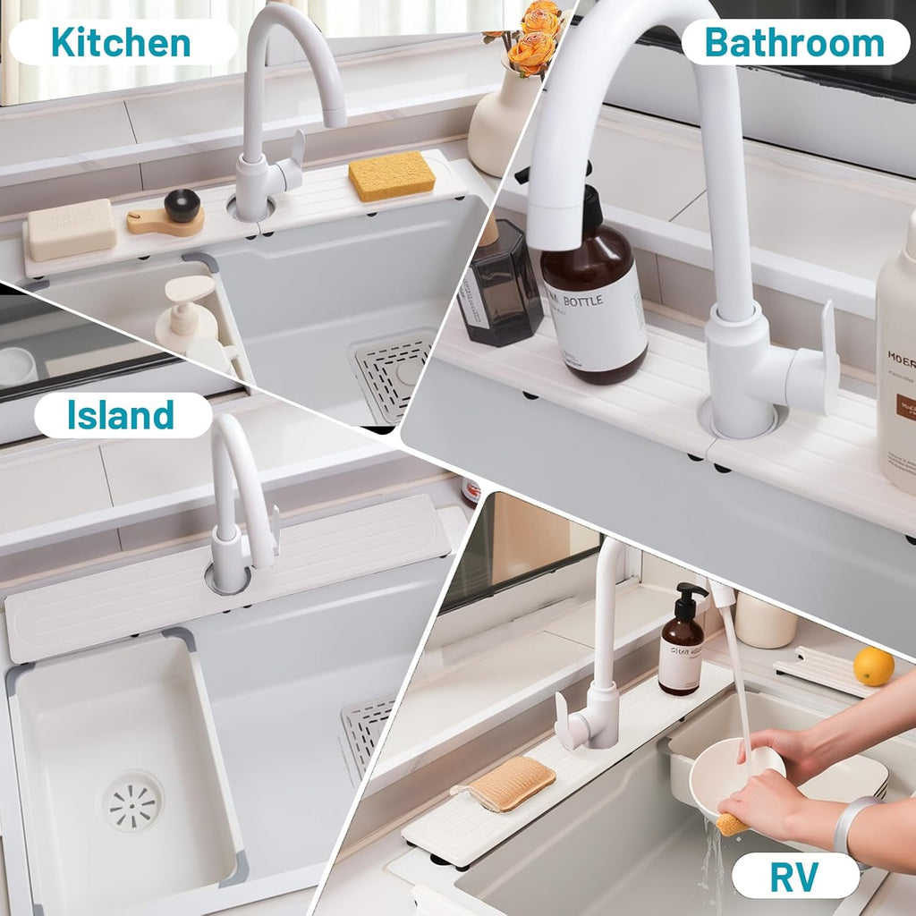 Skiennix Fast Drying Diatomite Stone Faucet Mat - Water Absorbent Sink Tray with Raised Feet | Durable Moisture Guard