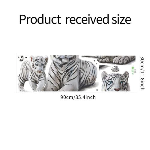 ROFARSO Lifelike Cute Lovely White Tiger Jungle Animal Wall Stickers Removable Wall Decals Peel and Stick Wall Art Decorations Home Decor for Kid Nursery Baby Bedroom Living Room Playing Room