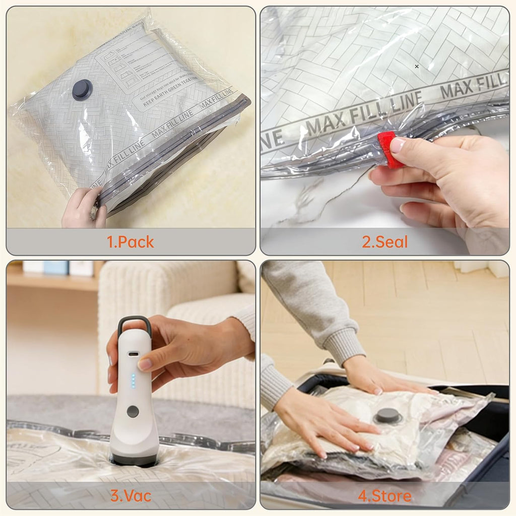 Skiennix Travel Vacuum Storage Bags - Electric Wireless Pump & Compression Solution | 15 Pack Combo