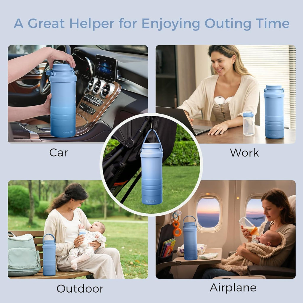 Momcozy 22oz Portable Breast Milk Cooler - 360° Cooling for 24 Hours | Includes 2 Baby Bottles