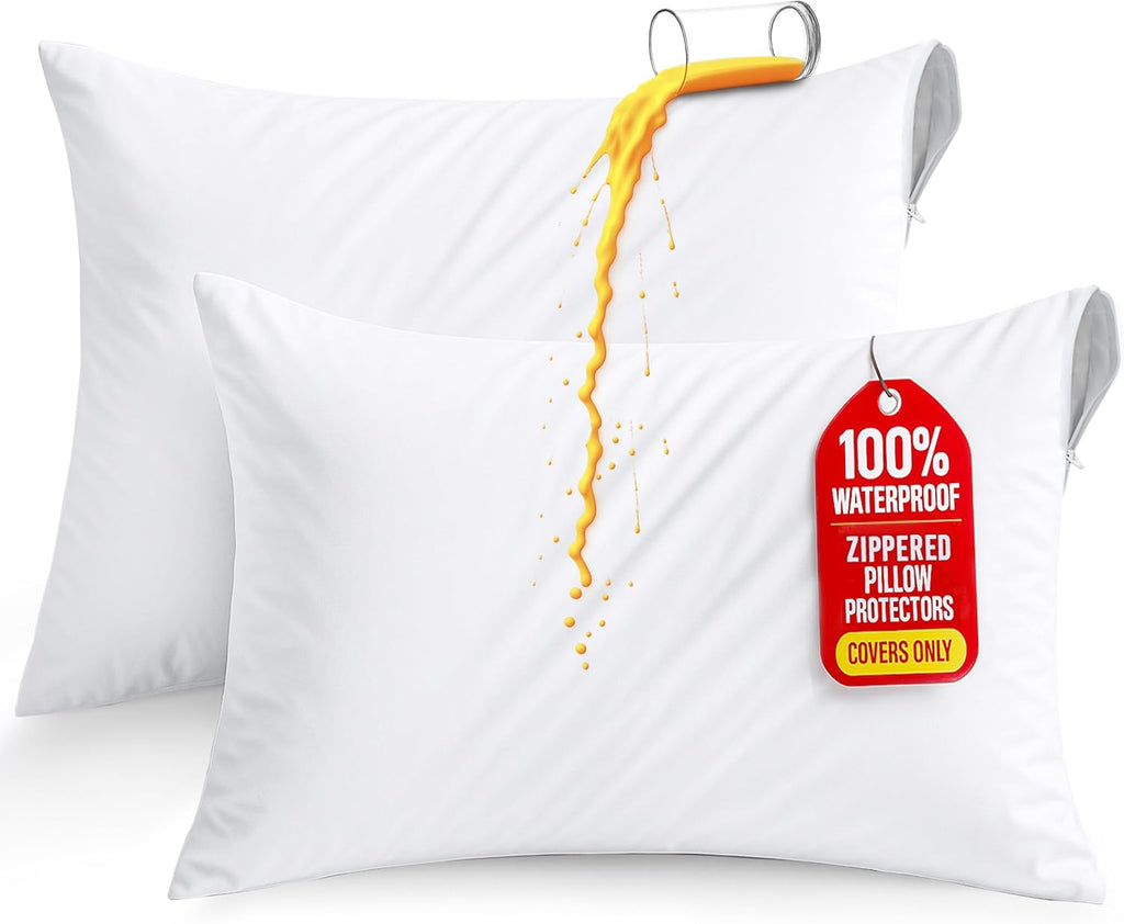 Utopia Bedding Pillow Protectors - Set of 2 Toddler Size, Bed Bug & Dust Mite Proof, Waterproof & Ultra Soft (White)