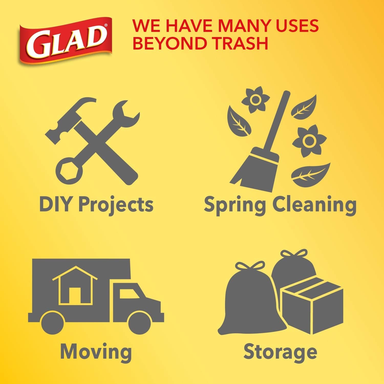 Glad ForceFlex Tall Kitchen Trash Bags, 13 Gallon, Gain Lavender, 80 Count (Package May Vary)