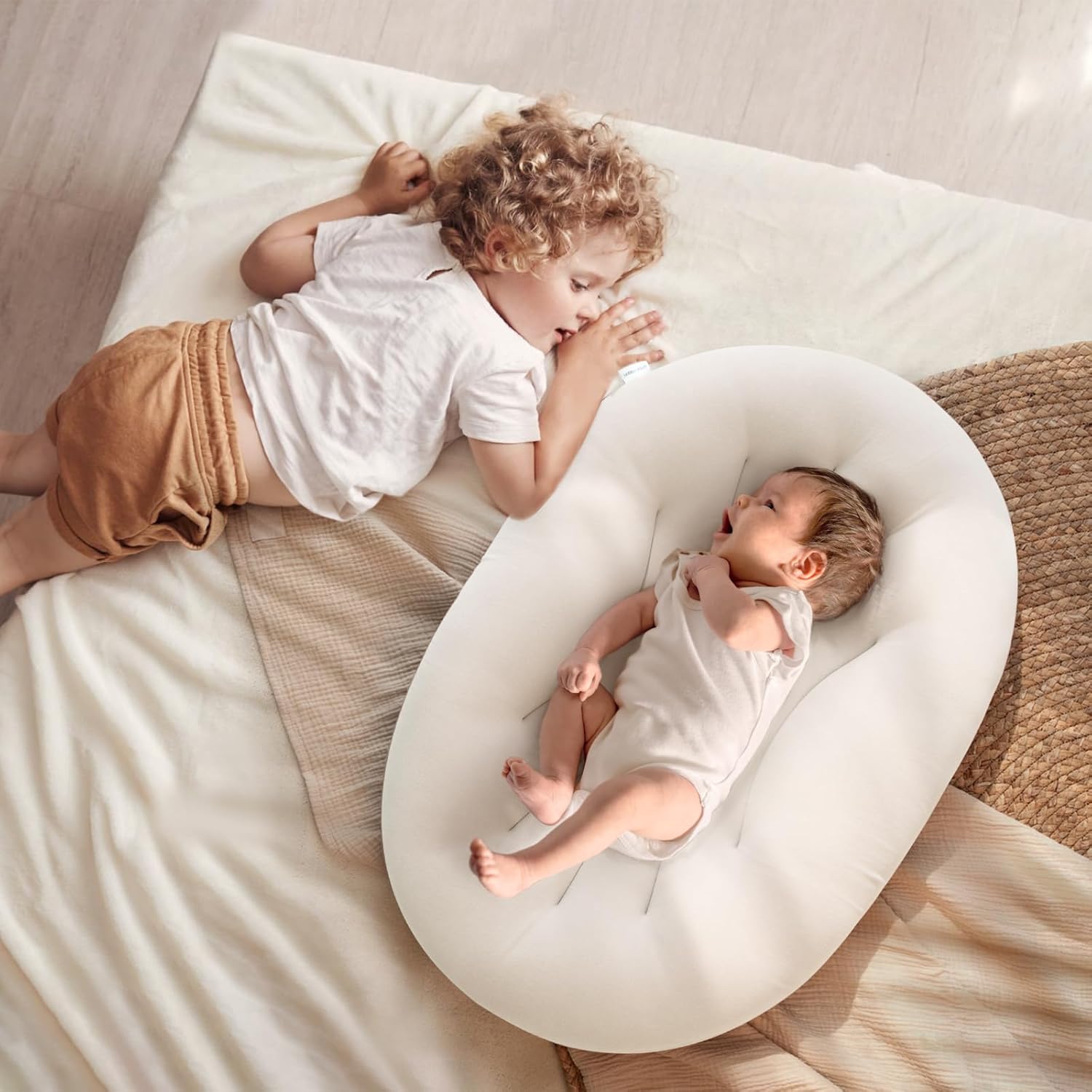 Skiennix Baby Lounger - Portable Lightweight Pillow for Tummy Time & Diaper Changes | Skin-Friendly for 0-12 Months