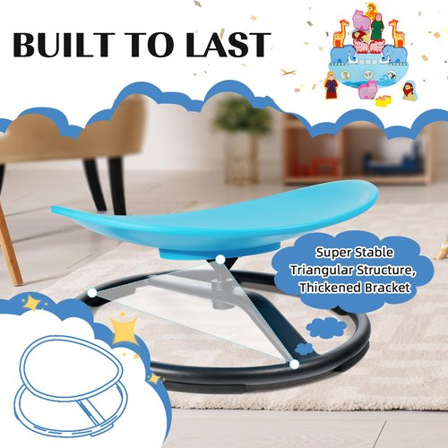 FOKOL 2026 New Upgraded Kids Sensory Swivel Chair, Autism Spinning Chair for Body Coordination Training, Autism Sensory Chairs for Autistic and ADHD Kids, Spin Seat, Non-Slip Metal Base(Blue)