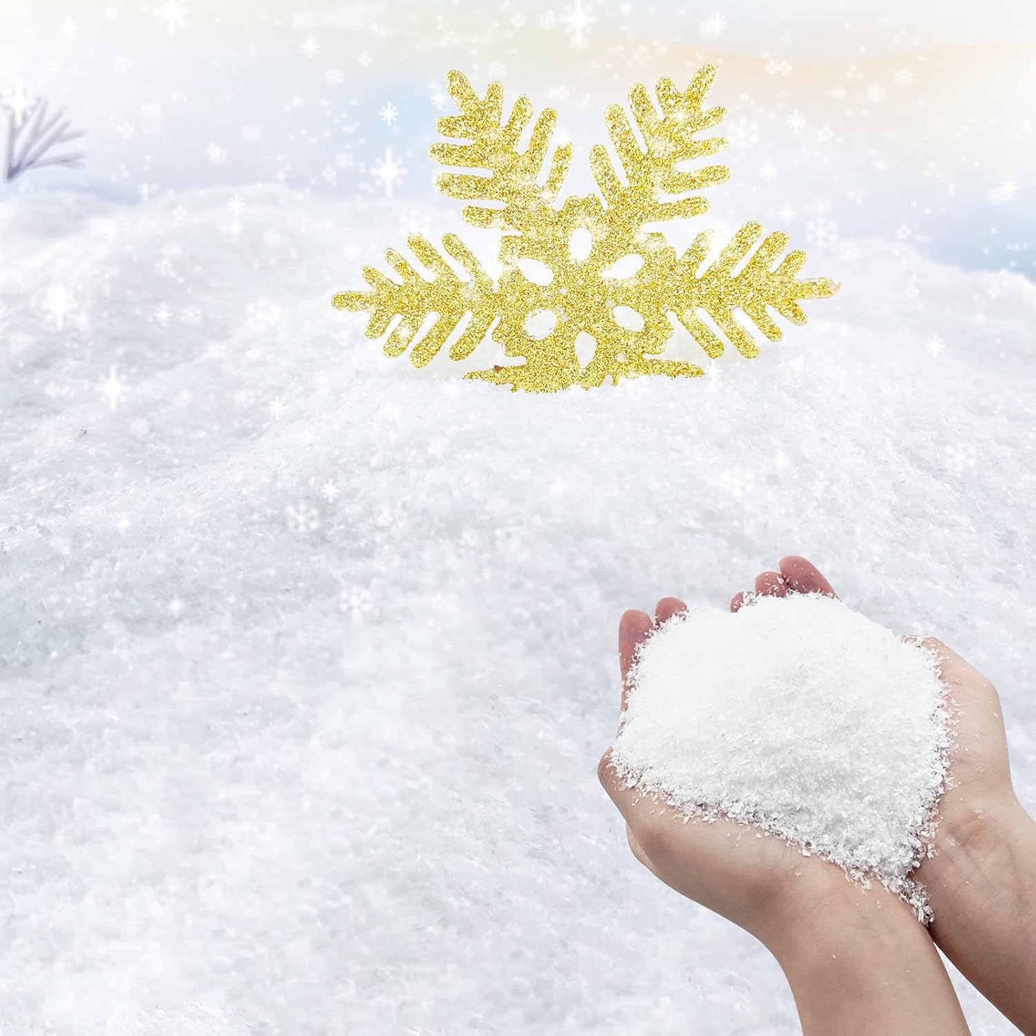 TURNMEON 30 Ounces Fake Snow Powder | Sparkling Artificial Snow for Christmas Decor & Crafts