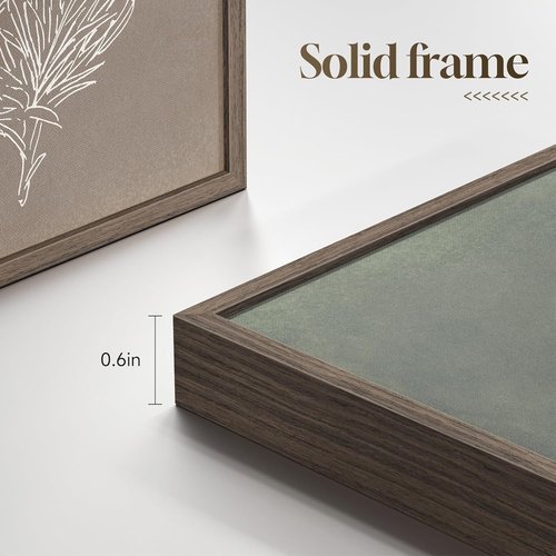 Framed Boho Botanical Wall Art - 4 Piece Rustic Floral Canvas Prints for Modern Farmhouse Decor