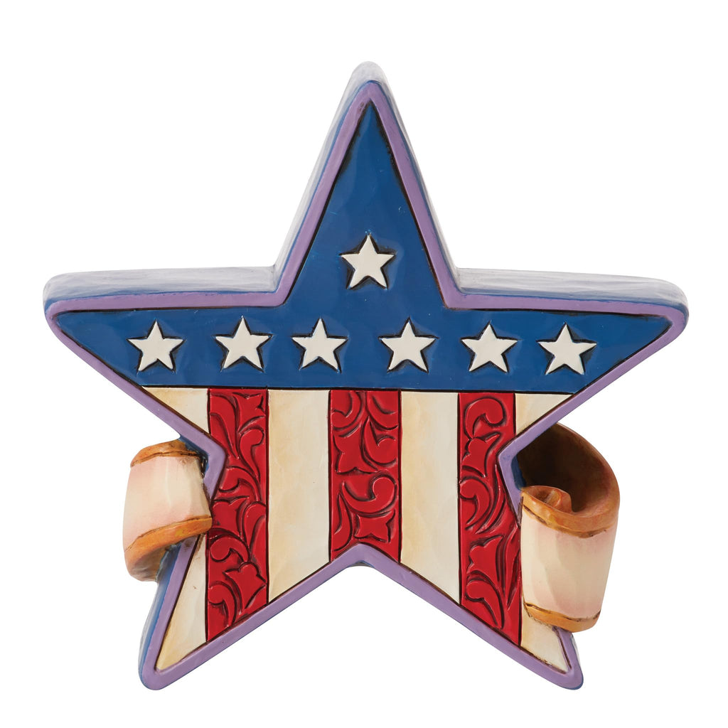 Enesco Jim Shore Heartwood Creek Patriotic Star America Miniature Figurine - Stone Resin Hand Painted Crafted Collectible Decorative USA Mini Figurines Home Decor Statue, 3.6 Inch