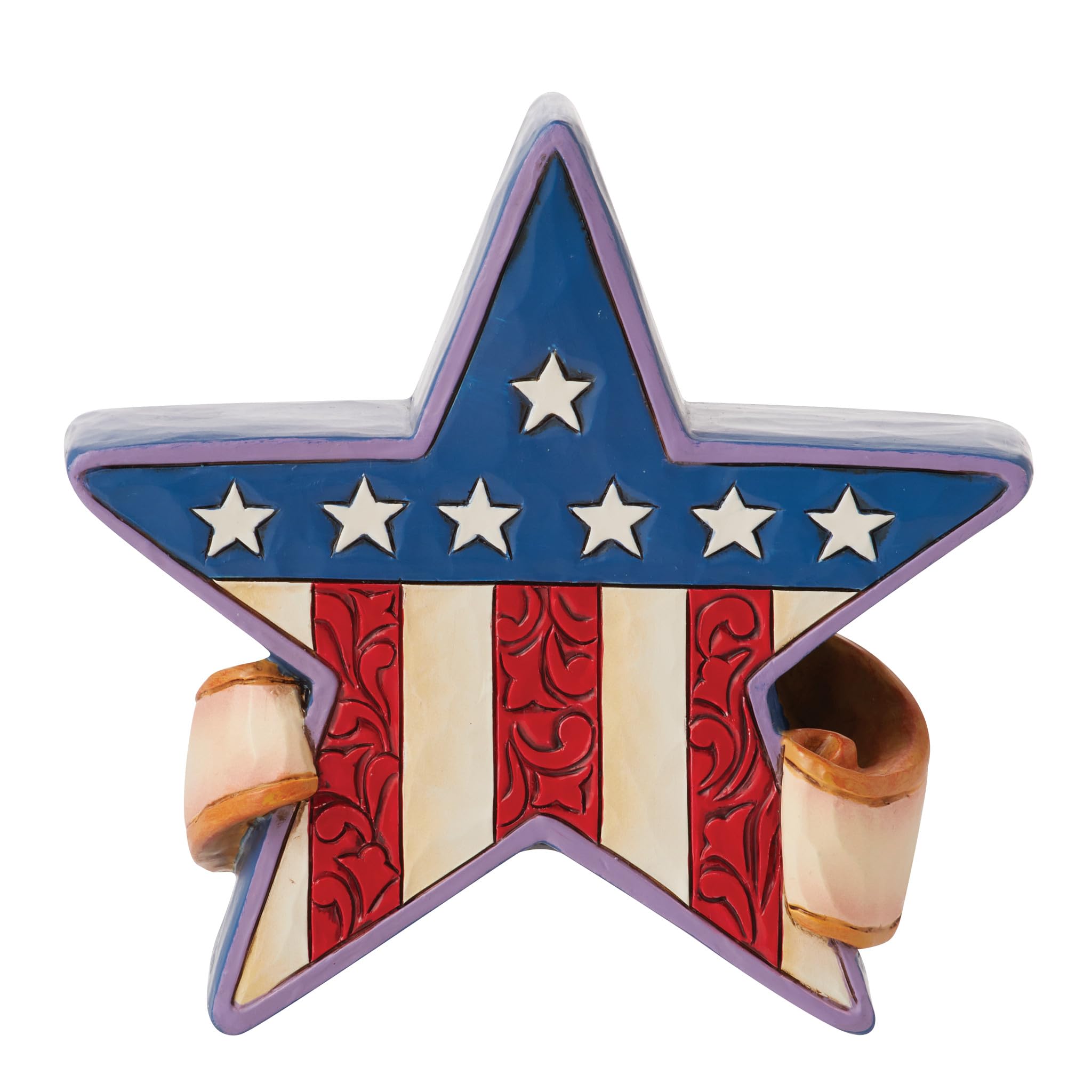 Enesco Jim Shore Heartwood Creek Patriotic Star America Miniature Figurine - Stone Resin Hand Painted Crafted Collectible Decorative USA Mini Figurines Home Decor Statue, 3.6 Inch