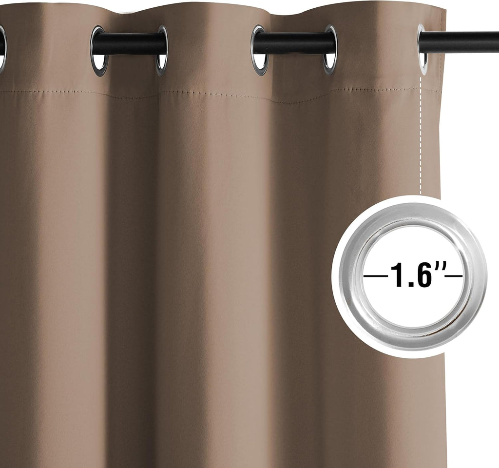 NICETOWN Room Darkening Curtains - Elegant Cappuccino Drapery Panels, 52" x 90" (Set of 2)