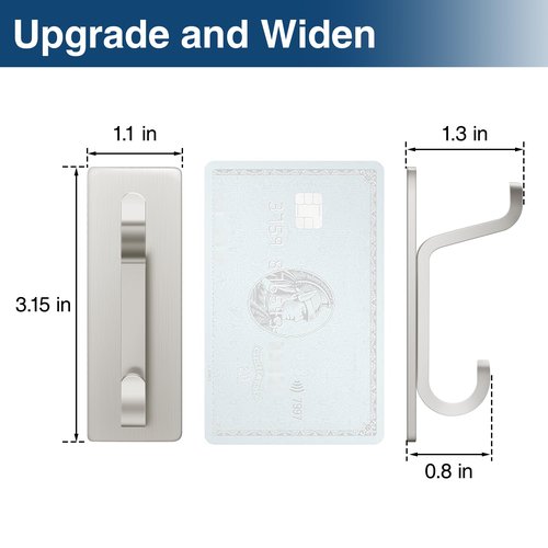 pickpiff Wall Hooks for Coat and Towel: 13LB Strong Adhesive Door Hanger Stick on, Brushed Nickel