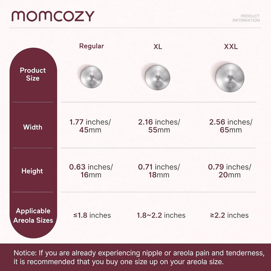 Momcozy 999 Silver Nipple Shields - Hole-Free Design for Breastfeeding Essentials | Regular Size
