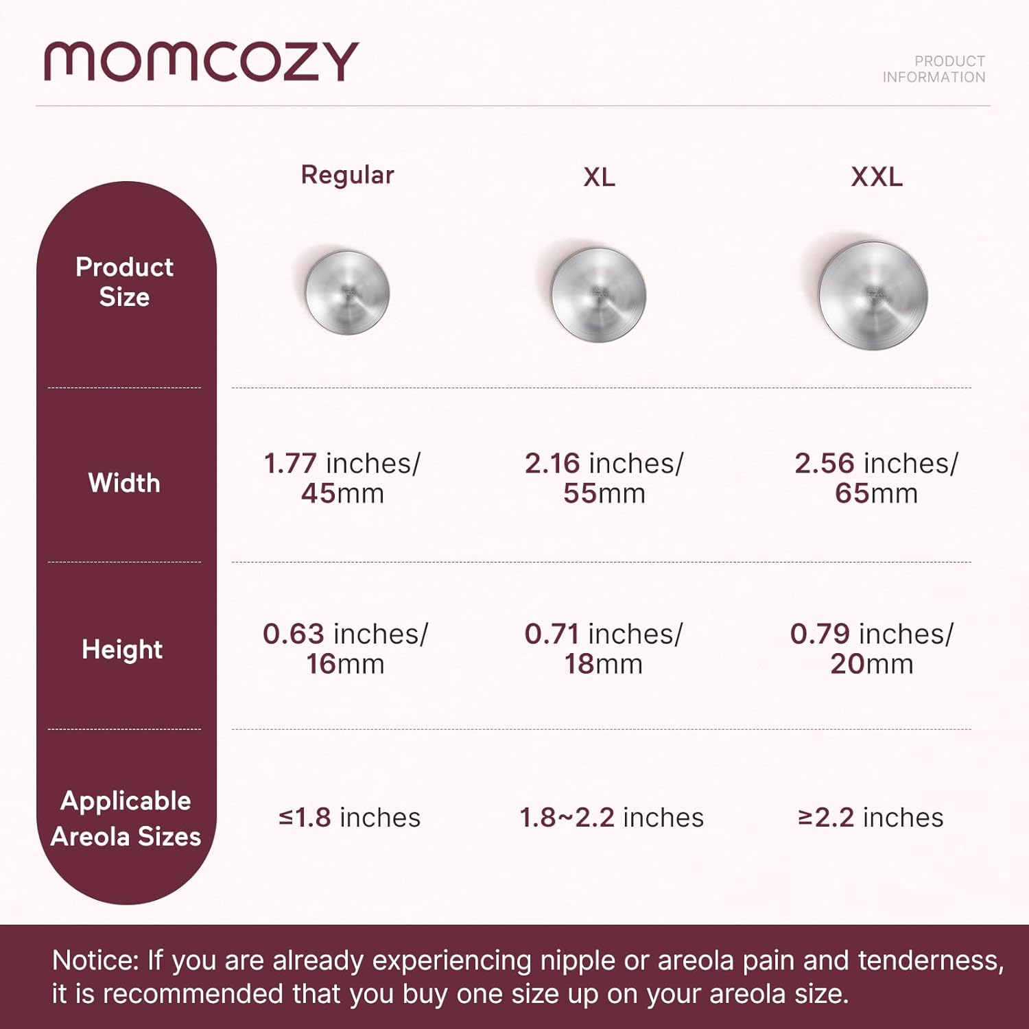 Momcozy 999 Silver Nipple Shields - Hole-Free Design for Breastfeeding Essentials | Regular Size