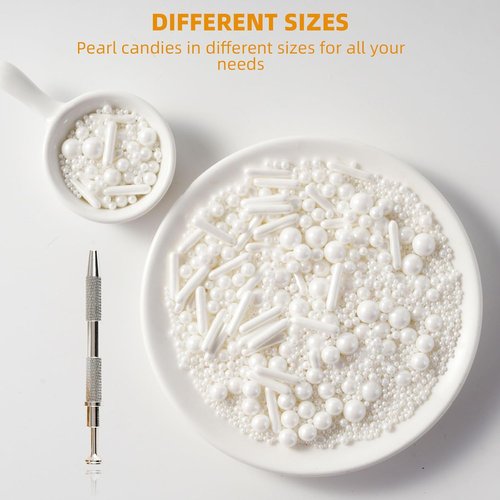 Kasvan White Mix Sugar Sprinkles - Edible Candy Pearls for Baking & Decorating | 118g Gift Box Pack