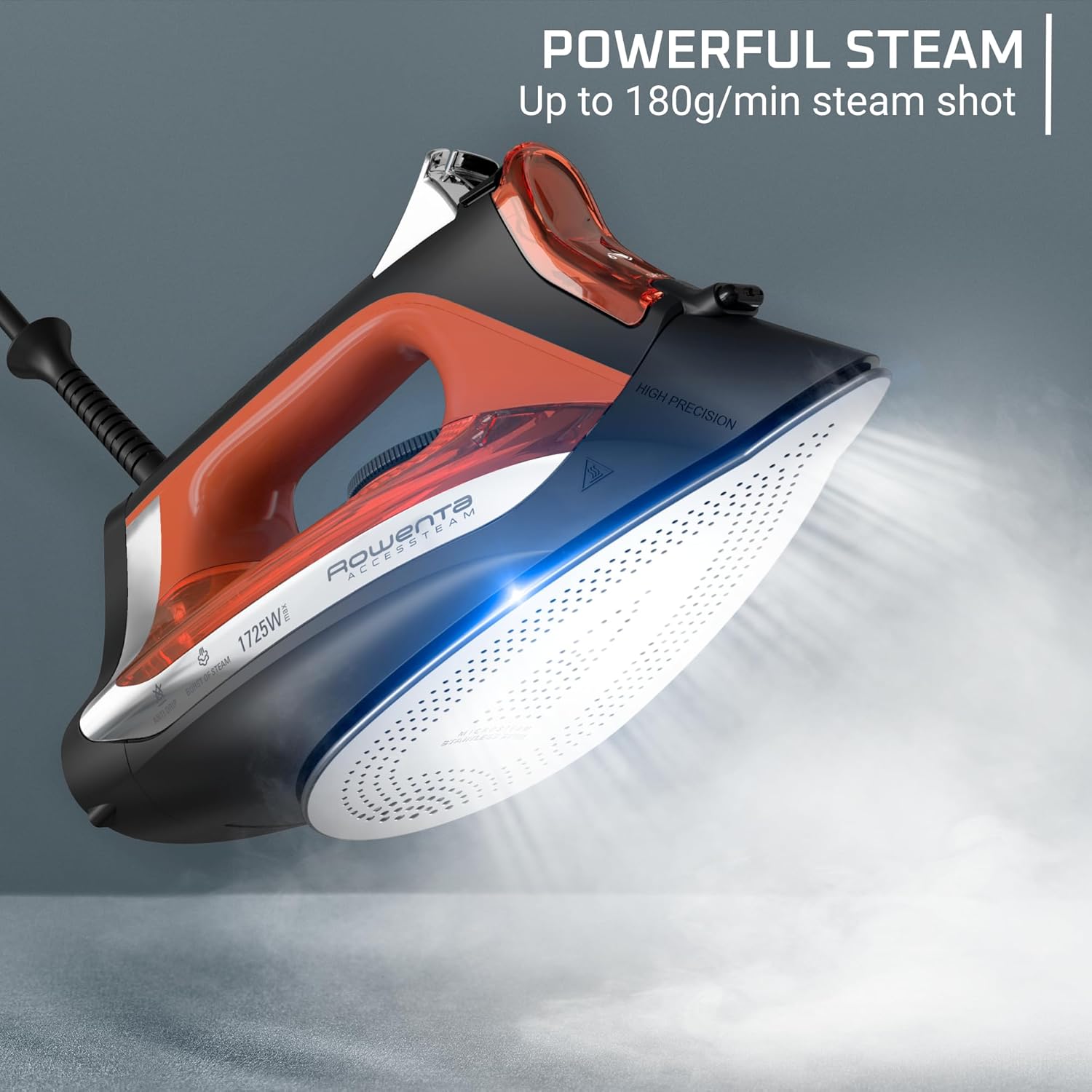 Rowenta Access Steam Iron - Powerful Vertical Steamer with Anti-Drip Protection | Red Finish