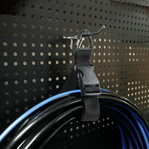 Heavy Duty Extension Cord Holder | 17-Inch Adjustable Storage Straps with Triangle Clips - 8 Pack for Garage Organization