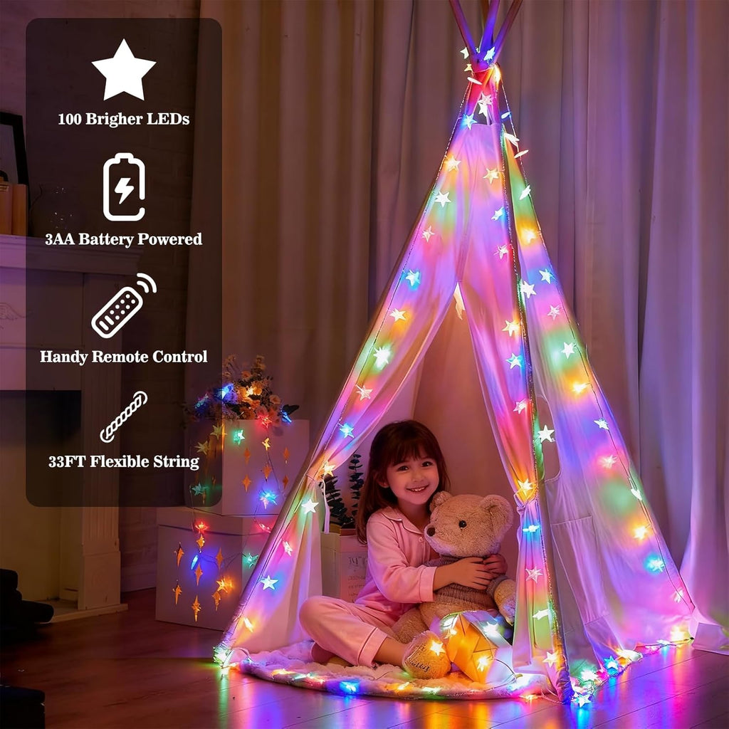 Star String Lights - 33ft 100 LED Waterproof Fairy Lights | 8 Modes for Indoor/Outdoor Decor