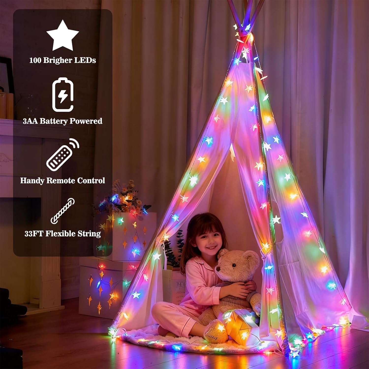 Star String Lights - 33ft 100 LED Waterproof Fairy Lights | 8 Modes for Indoor/Outdoor Decor