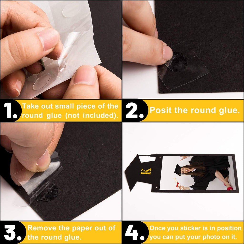 Whaline Graduation Photo Banner - No DIY Required Hanging Bunting | Black Gold Glitter, 5 x 7 Inch