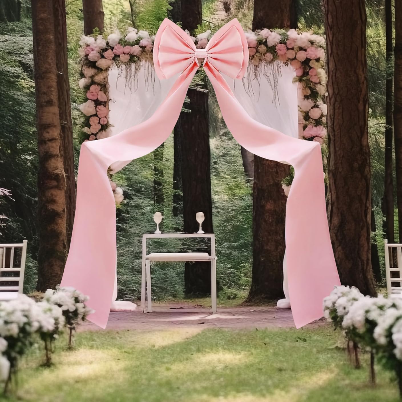Skiennix Large Satin Bow Decoration - Giant Decorative Bows for Weddings & Parties | Pink