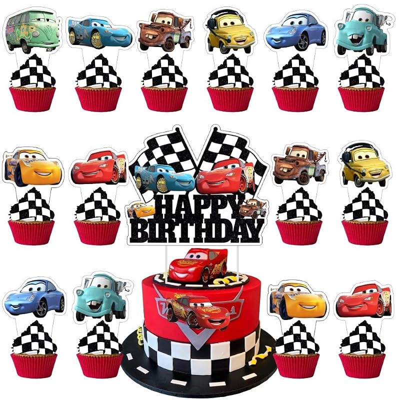 25 Pcs Birthday Cake and Cupcake Toppers Set - Party Supplies