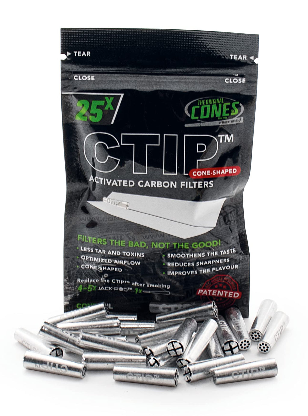 CTIP Cone-Shaped 25 Count Activated Carbon Filters - Aluminum Encased