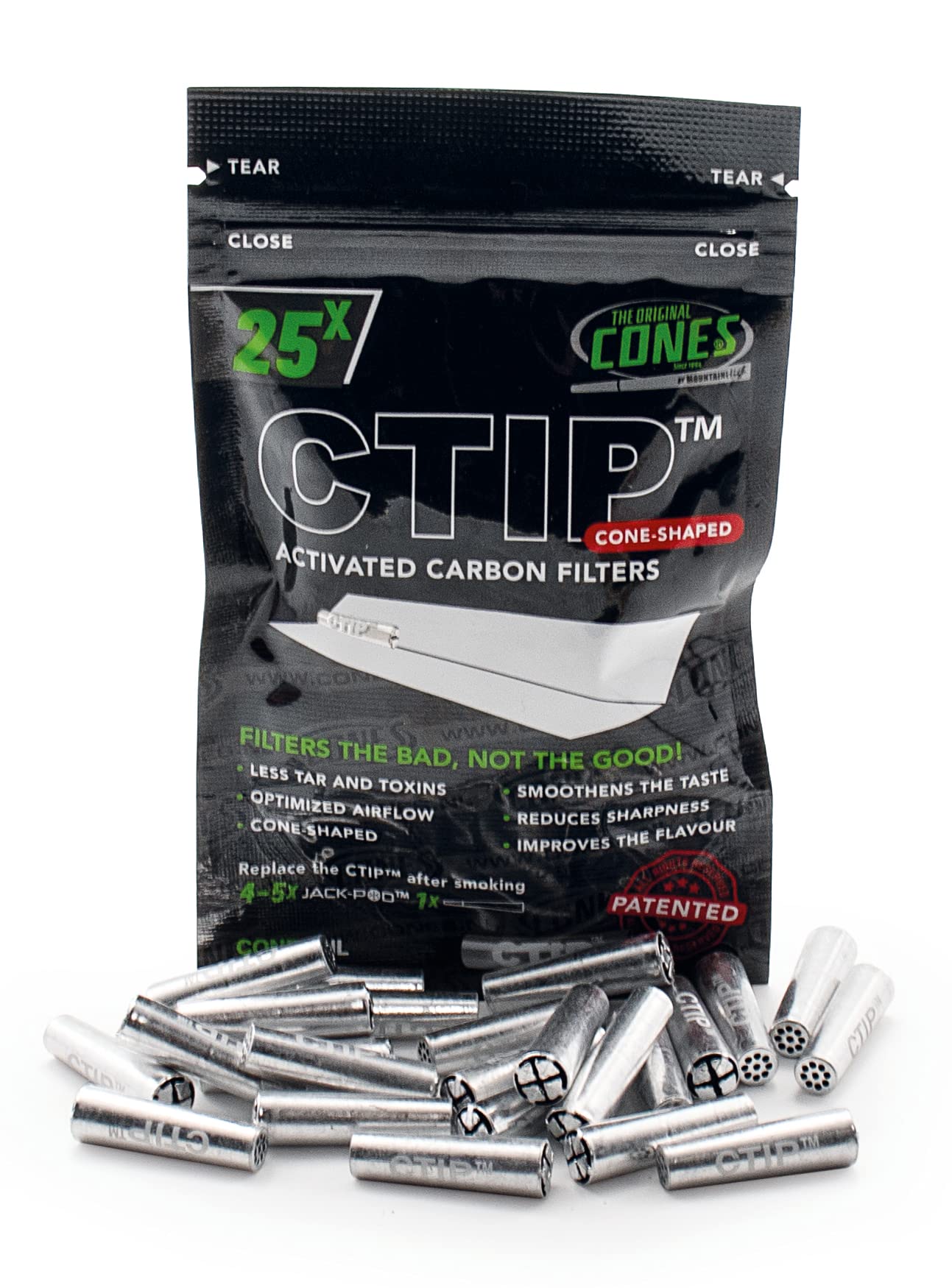 CTIP Cone-Shaped 25 Count Activated Carbon Filters - Aluminum Encased