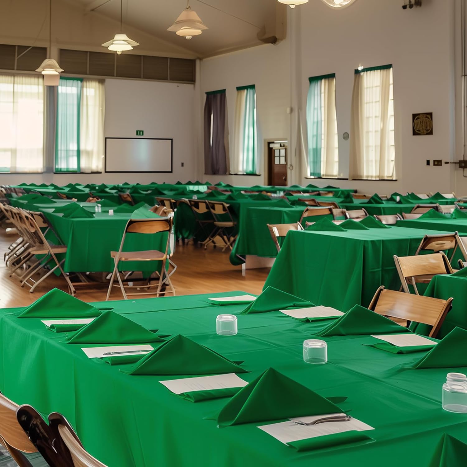 Niuara Green Plastic Table Cloth - 30 Pack 54" x 108" Waterproof Disposable Covers for 6FT Tables | Perfect for Parties & Gatherings