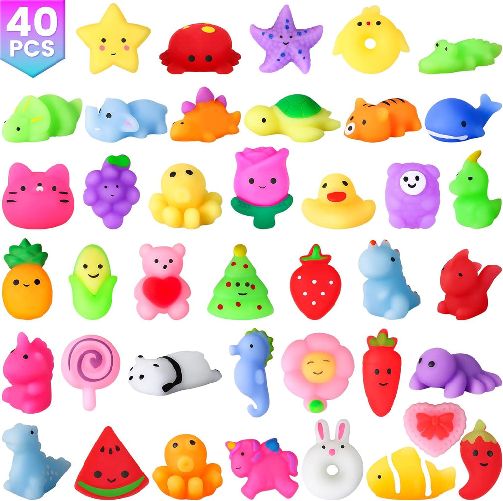 VISCOO 40 Pack Squishy Toys - Kawaii Mochi Party Favors for Kids | Perfect Easter Basket Stuffers