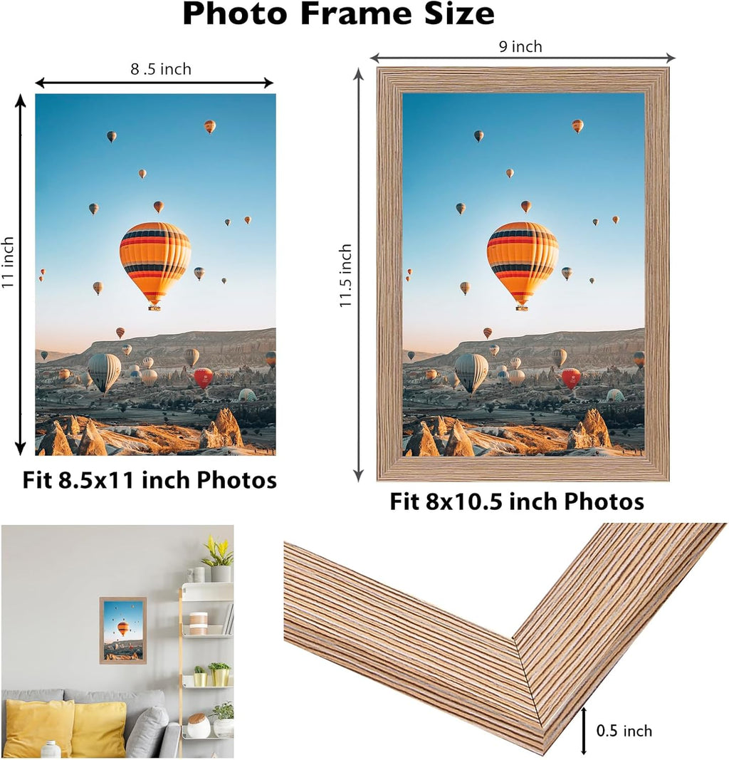 Rustic Brown Picture Frame by [Brand Name] - 8.5x11 Wall Mounting | Durable Shatter-Resistant Plexiglass