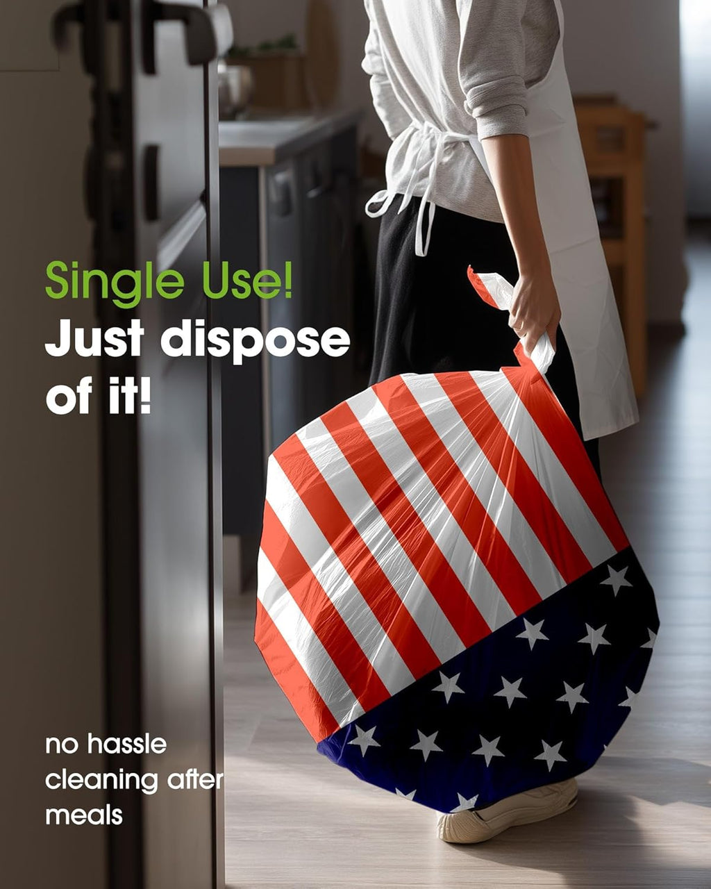 Pureegg Disposable Plastic Tablecloth - 4th of July American Flag Design | 54 x 108 Inch, 10 Pack for BBQs & Picnics