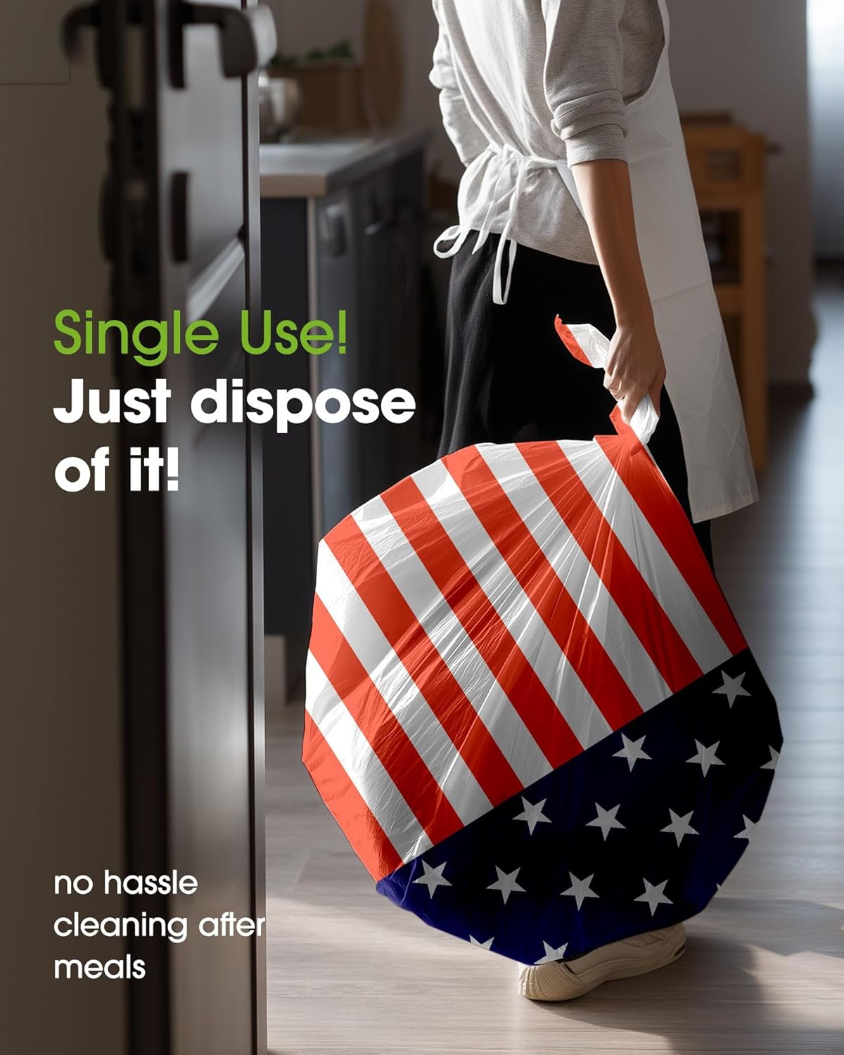 Pureegg Disposable Plastic Tablecloth - 4th of July American Flag Design | 54 x 108 Inch, 10 Pack for BBQs & Picnics