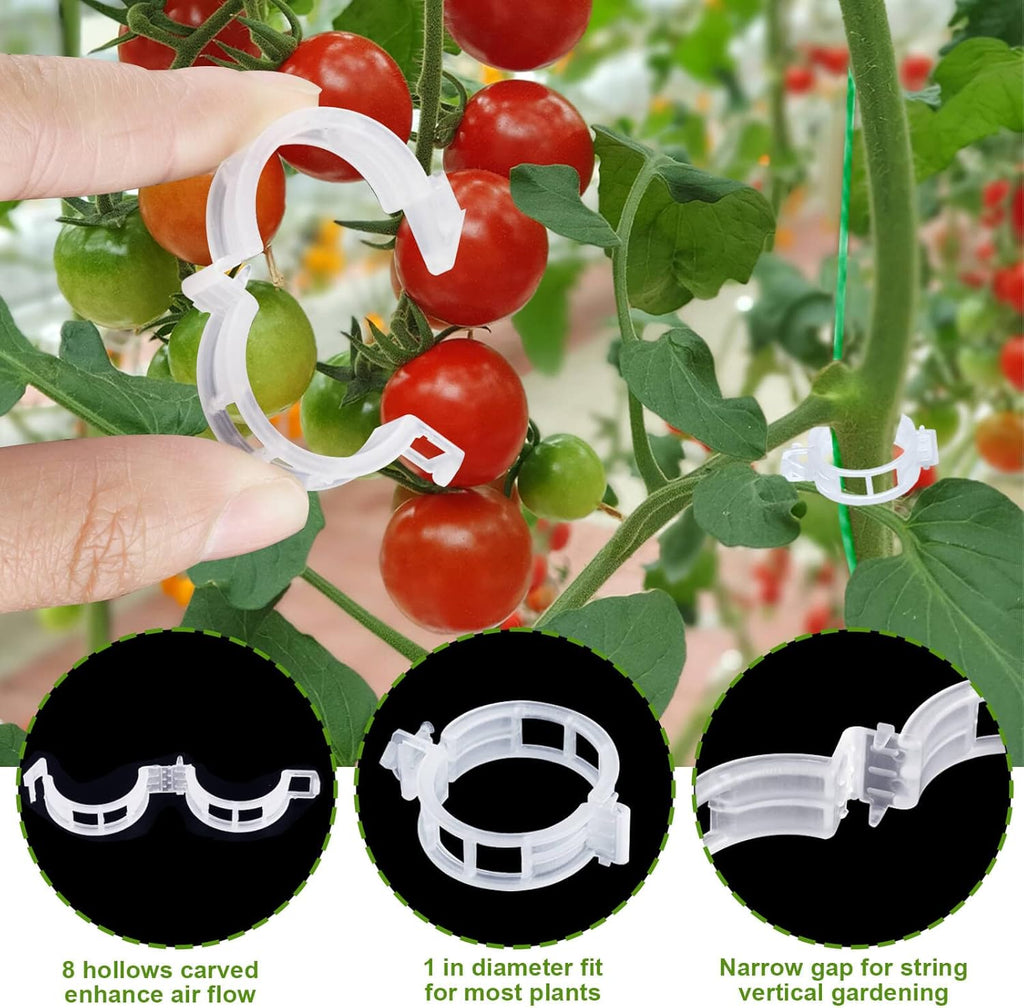 Skiennix 30Pcs Tomato Support Hooks - Durable Holders with 33.3ft Twine for Healthy Growth