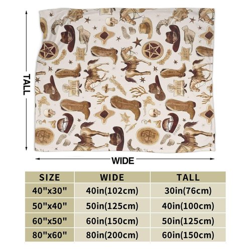 Western Blanket Soft Cozy Southwestern Flannel Throw Blanket Cowboy Decor Warm Lightweight Fleece Plush Bedding Stuff Blanket Gifts for Lover Kids Girls Boys Women Adults Bed Travel 40"x50"