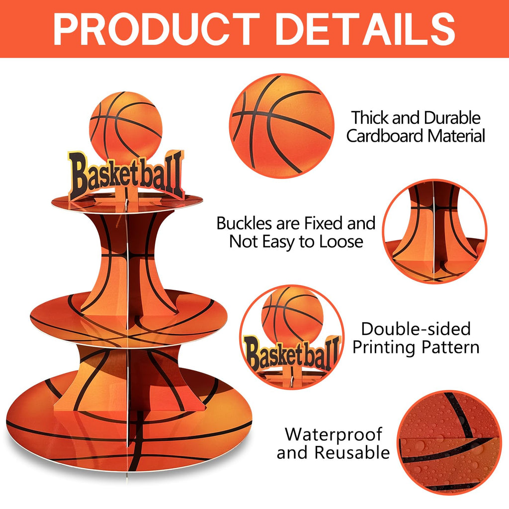 3 Tier Basketball Cupcake Stand Basketball Birthday Party Decorations Basketball Party Decorations Basketball Party Favors