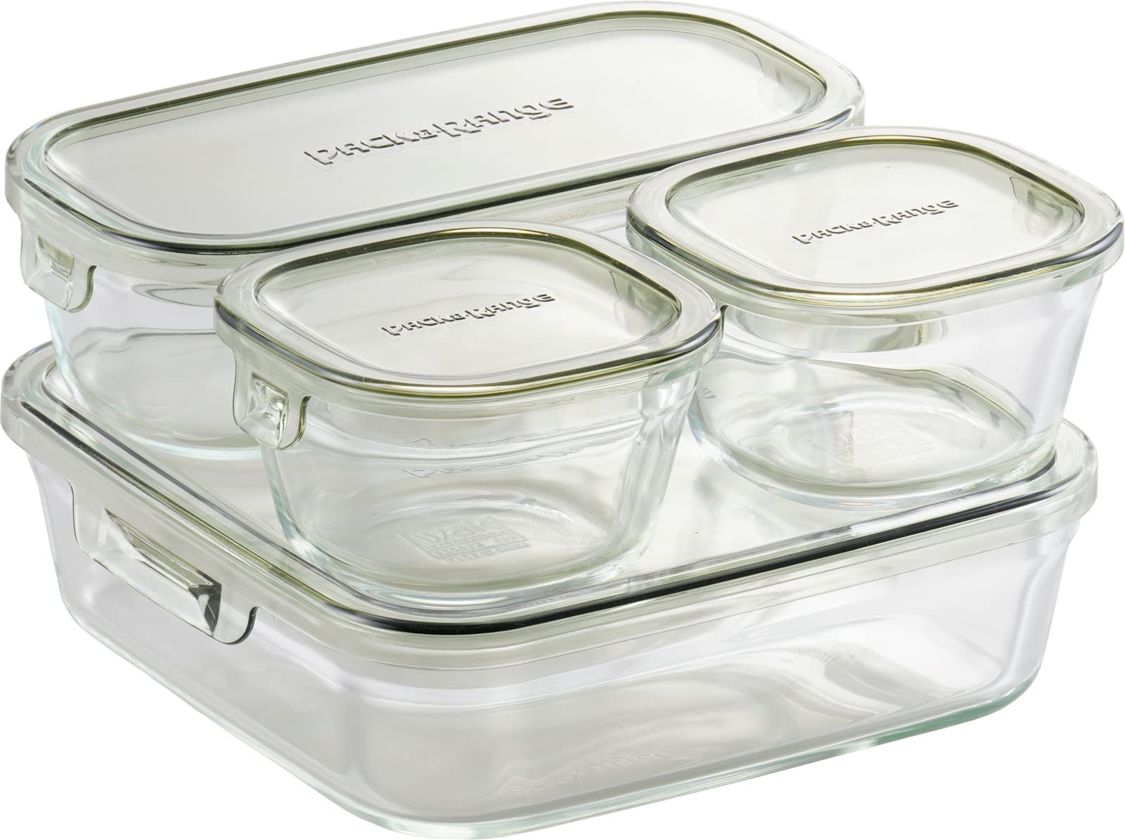 iwaki PC-PRN4G42 Heat Resistant Glass Storage Container, Olive Green, System Set, Mini Pack & Range