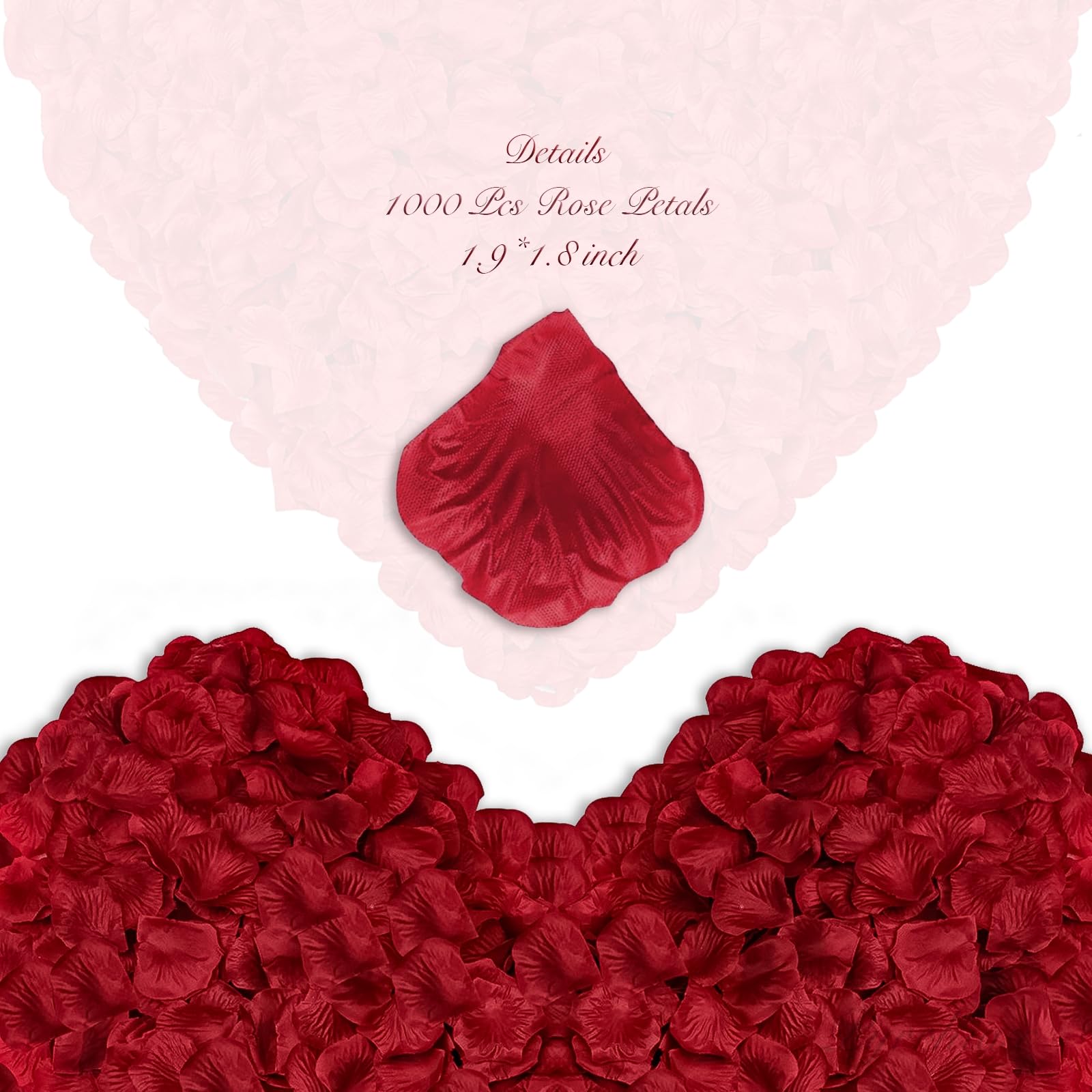 Pyrrhiax 2000 Pcs Rose Petals, Artificial Flower Petals Fake Rose Petals for Romantic Night,Wedding,Proposal Anniversary Flower Decorations(Dark Red, 2000pcs)