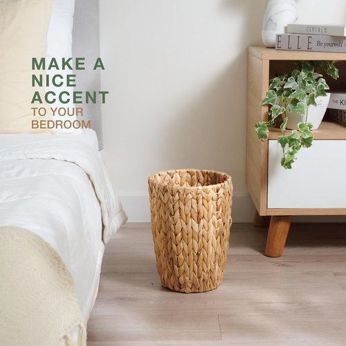 84ECO Wicker Trash Cans - Stylish Rattan Waste Baskets for Bathroom & Bedroom - Natural 2 Gallon (2-Pack)