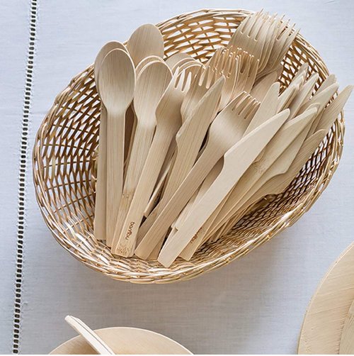 Bambu Pack of 250 - Bamboo Forks Disposable Set, Biodegradable Eco Friendly Products, Bamboo Utensils for Events, Compostable Cutlery - Bulk Case