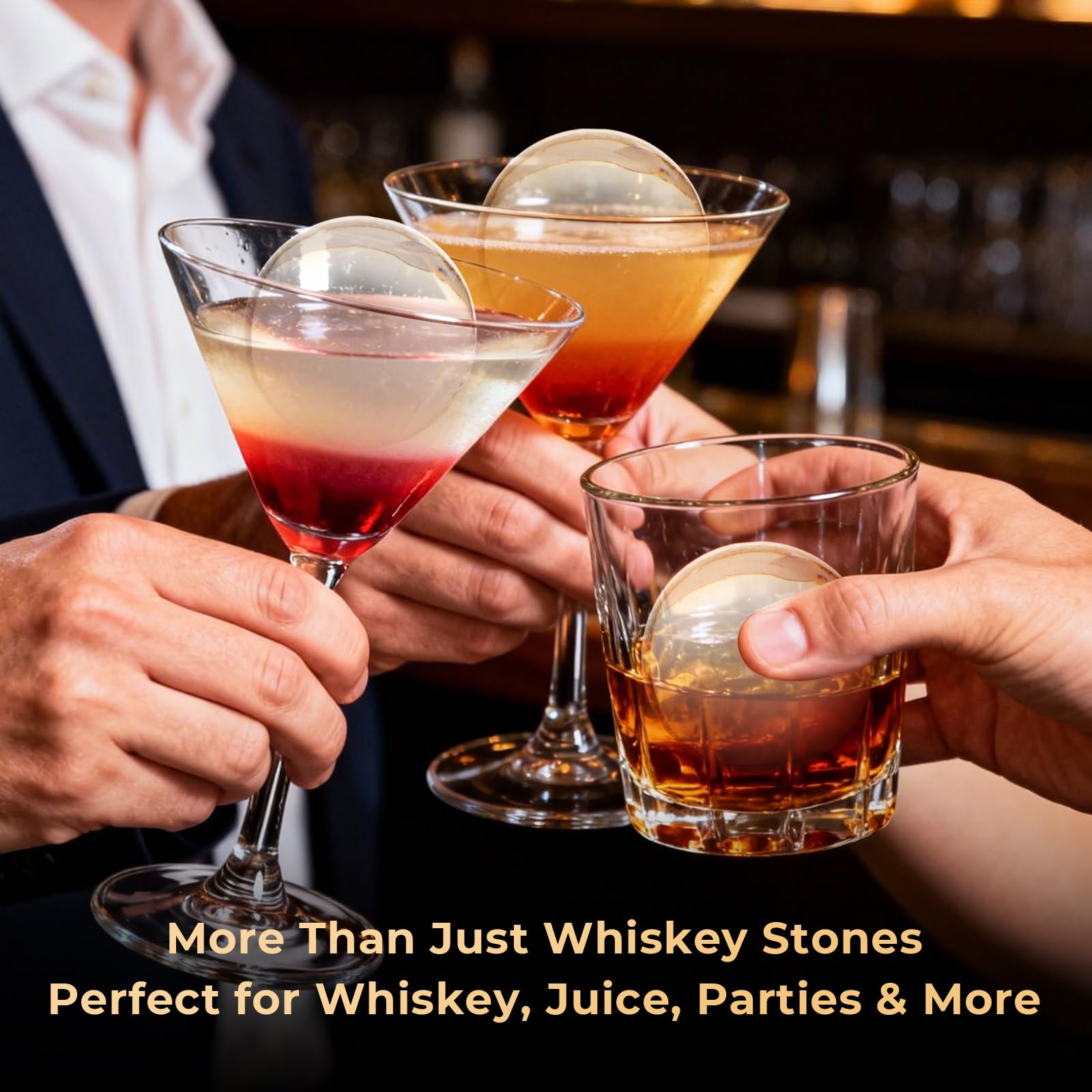 Mooues Clear Ice Ball Maker Mold, 8 Large Whiskey Ice Cubes Mold, 2 Inch Round Silicone Ice Molds for Cocktails, Idea Gifts for Dad Boyfriend Boss Men who Have Everything