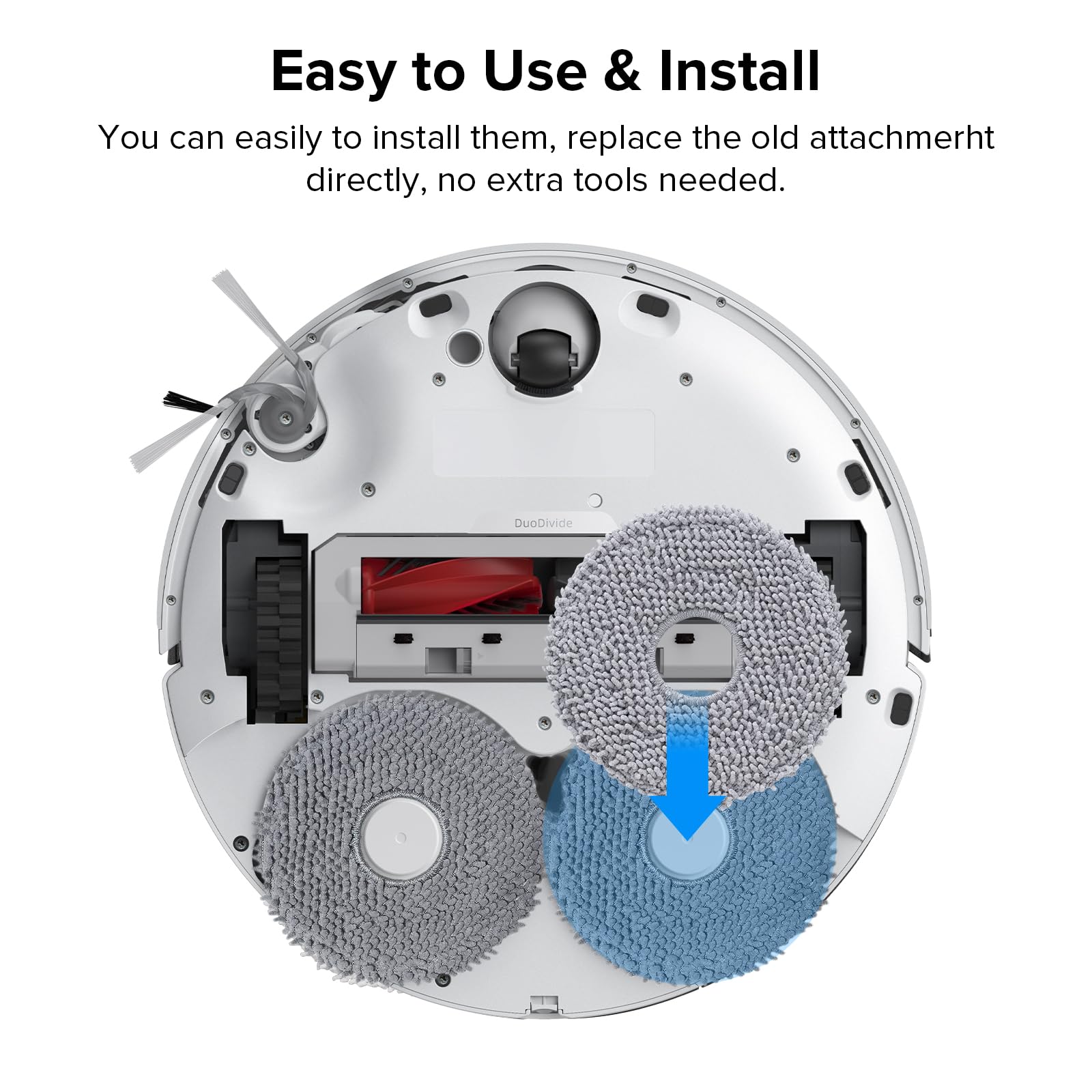roborock 4 Pack Microfiber Mop Cloths Qrevo Curv, Qrevo Curv S5X, Qrevo Edge Robot Vacuum, Mop Pad Replacement Accessories