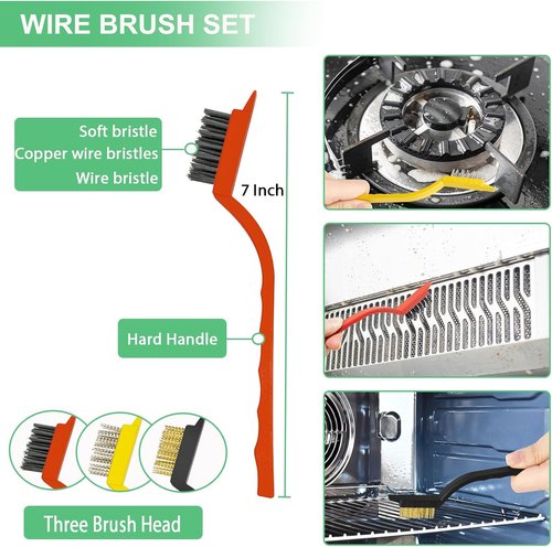 Crevice Cleaning Brush Set by [Brand Name] - Hard Bristle Grout Scrub & Multifunctional Tool | 12PCS for Kitchen, Bathroom & Corners