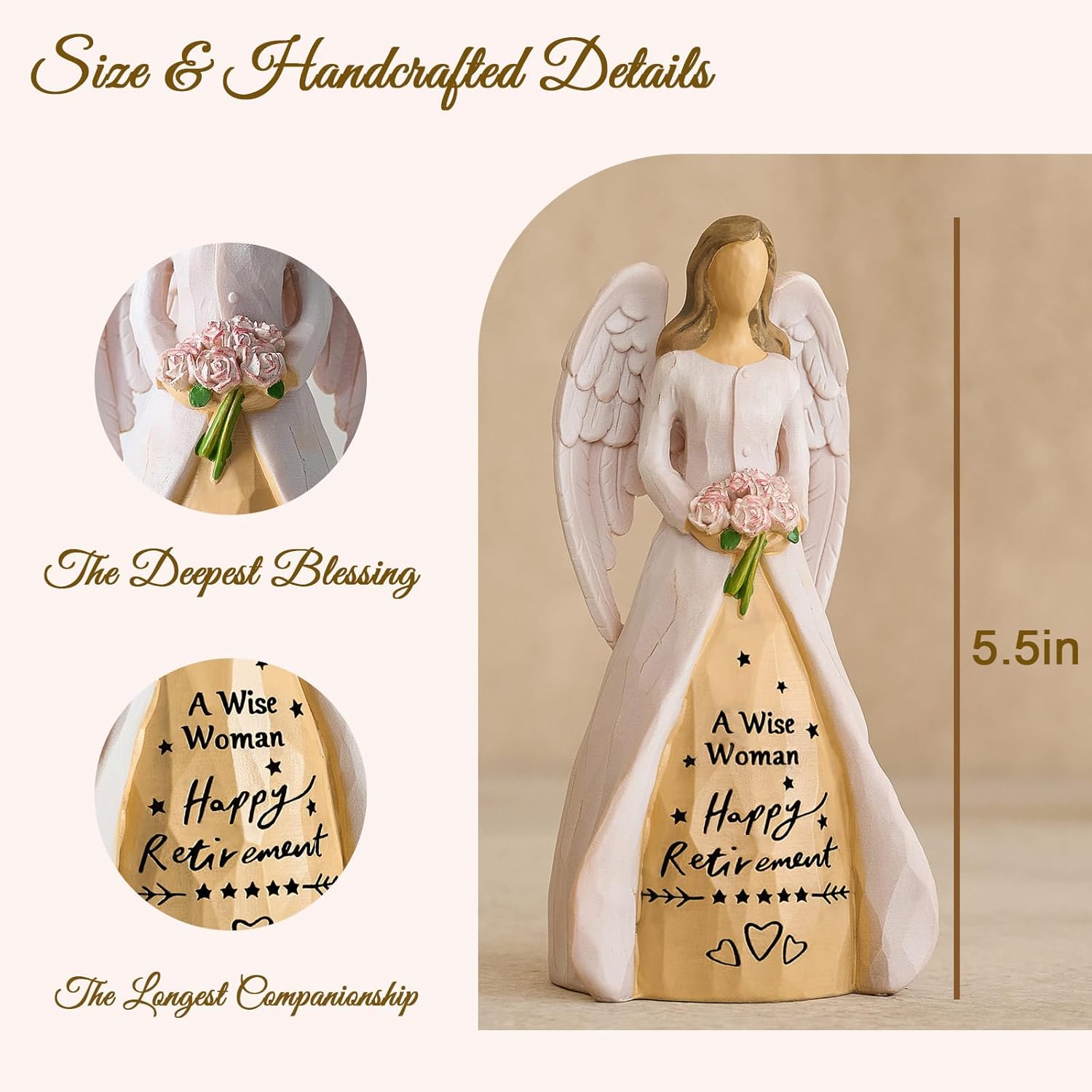 NAN ZAI NAN FANG Retirement Gifts for Women | Funny Hand-Painted Angel Figurine - 5.5" Personalized Gift for Coworkers, Teachers, Nurses
