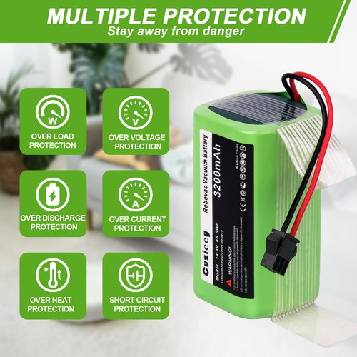 Cuzieey Replacement Battery for Eufy Robovac Vacuum - Batteries for Eufy Robot Vacuum 11 11S Max 30C 15C 25C 30C 35C - Battery Pack for Ecovacs Deebot N79 N79S N95 DN622 661 Tesvor x500 14.4V 3200mAh